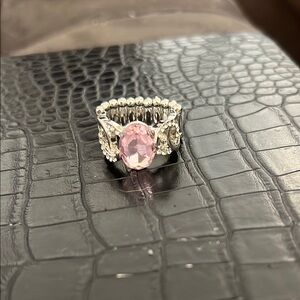 Pink and Silver Women's Ring